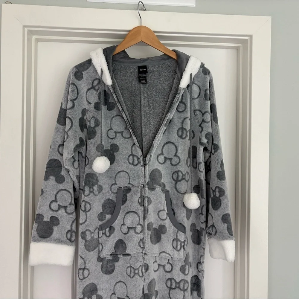 NWT Disney Midweight Women's Hooded Mickie & Minnie Onesie Lounge/Pajama M - Picture 4 of 8